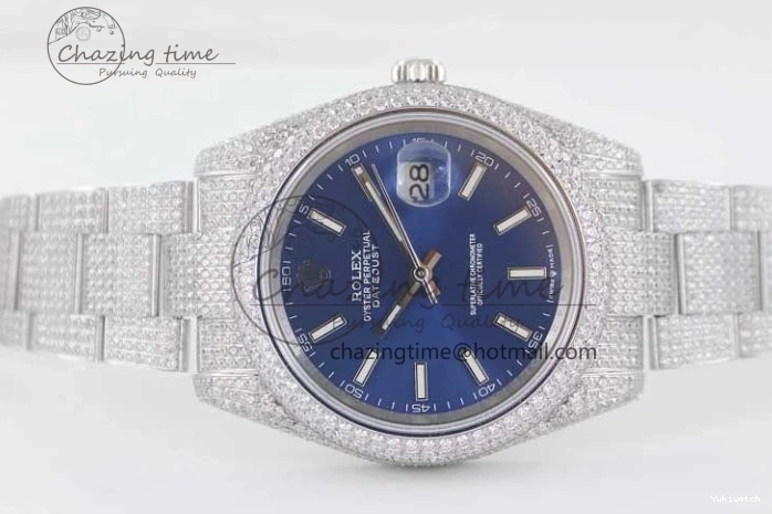 TWF Dial Edition Full Markers SS 1:1 Blue on Best A2824 Bracelet Stick Datejust Diamonds 41 0210
